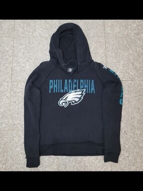 NFL Philadelphia Women's Eagles Black Hoodie with Teal & White Logo Size Medium